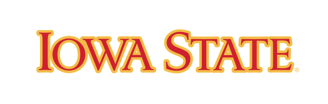 Iowa State wordmark, horizontal, gold and red variant, cell 67