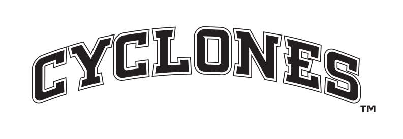 Cyclones wordmark, arched 1-color variant, cell 45