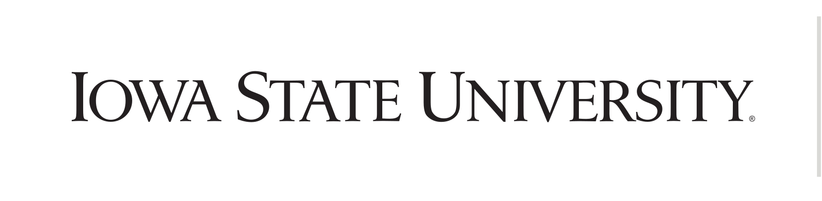 Iowa State University wordmark, horizontal, black variant, cell 62