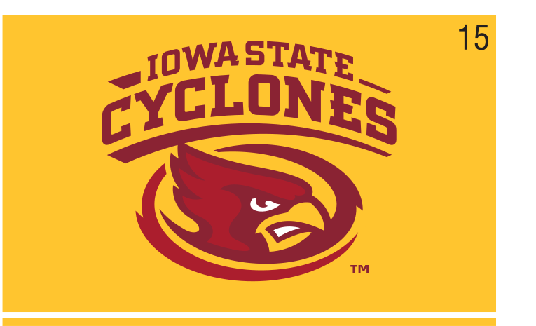Iowa State Cyclones lockup, color on gold variant, cell 15