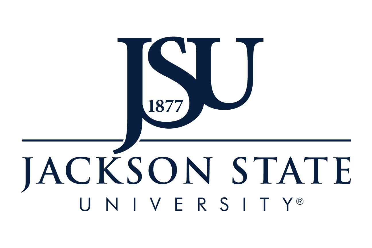 Jackson State University logo, stacked blue variant, cell 5