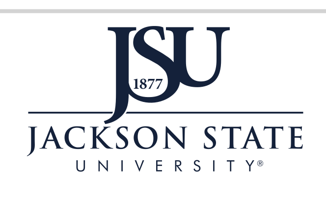 Jackson State University logo, stacked blue variant, cell 5