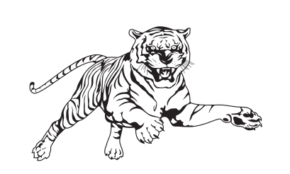 Tiger mascot, full body black variant, cell 15