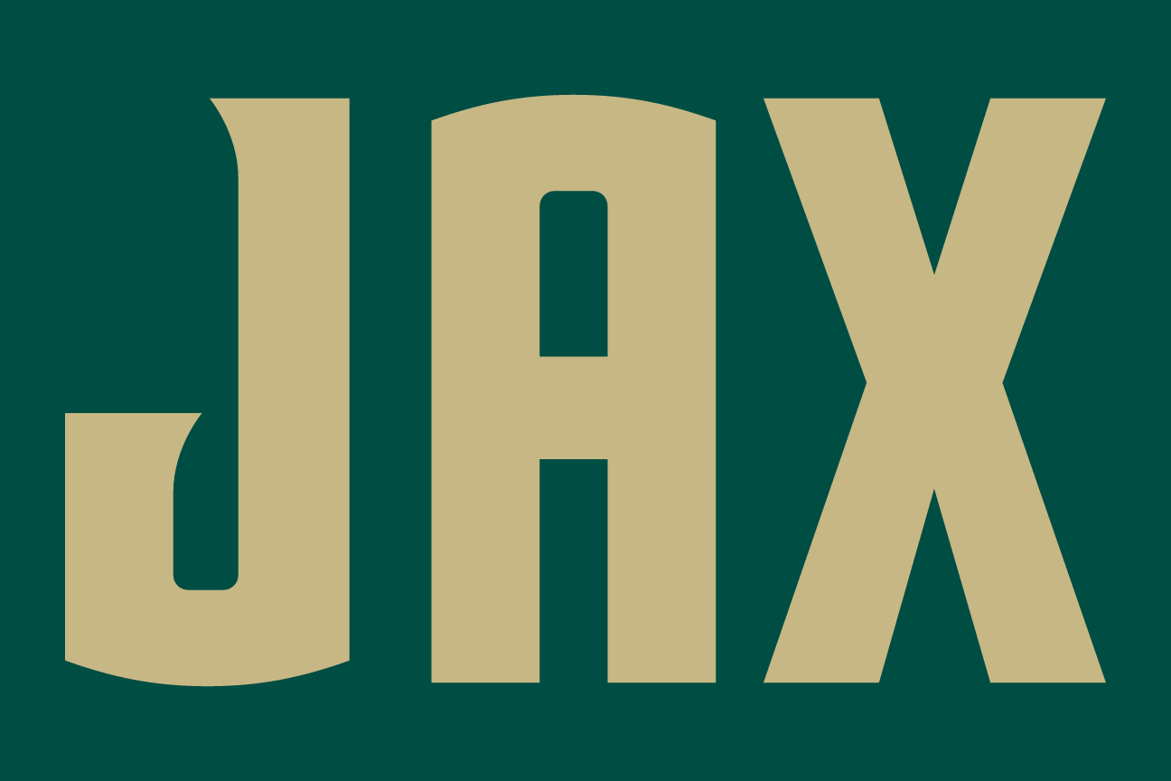 JAX wordmark, gold on green variant, cell 55