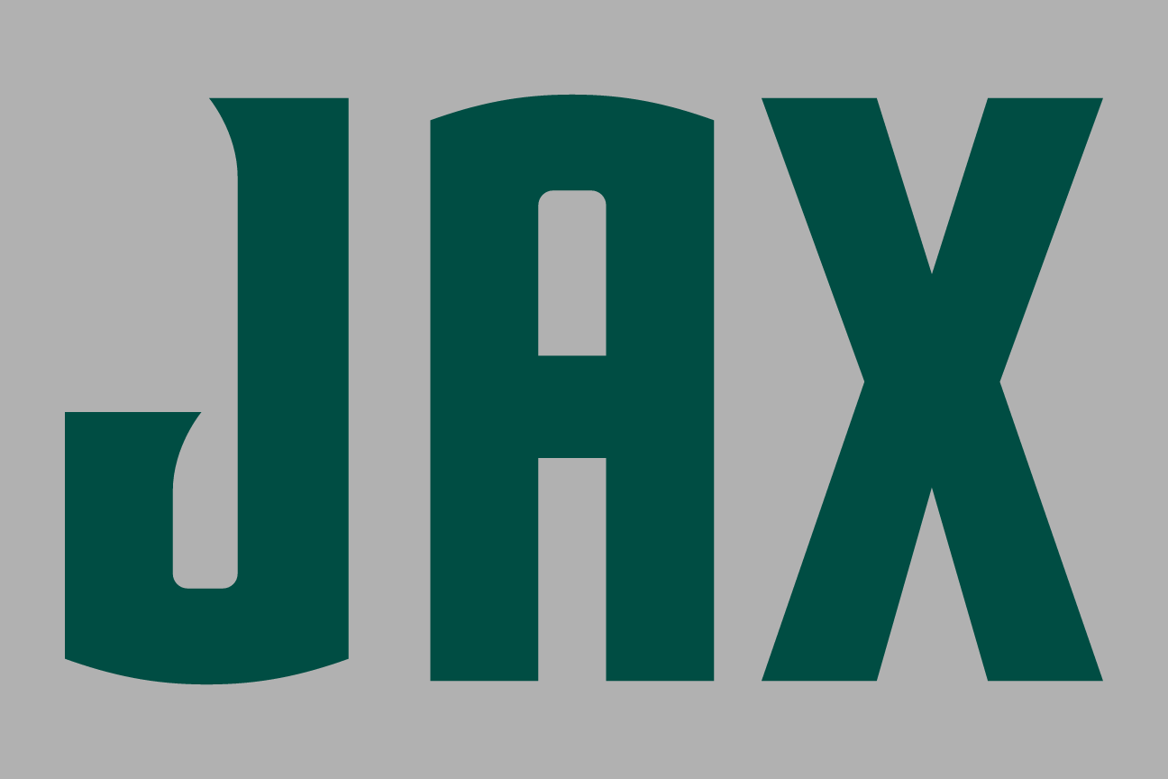 JAX wordmark, green on grey variant, cell 56