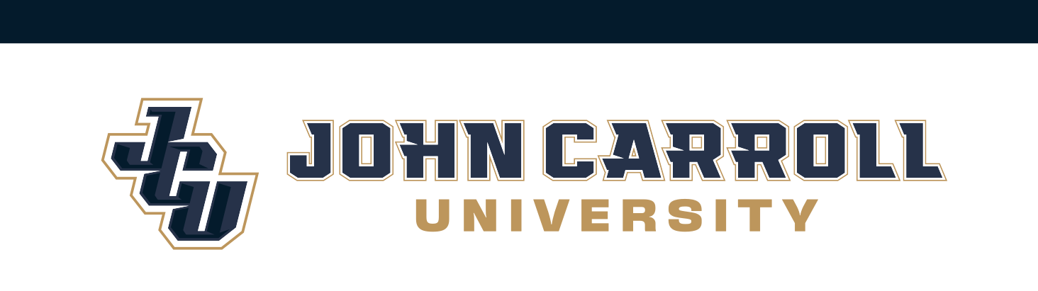 JCU horizontal wordmark lockup, navy/gold variant, cell 8
