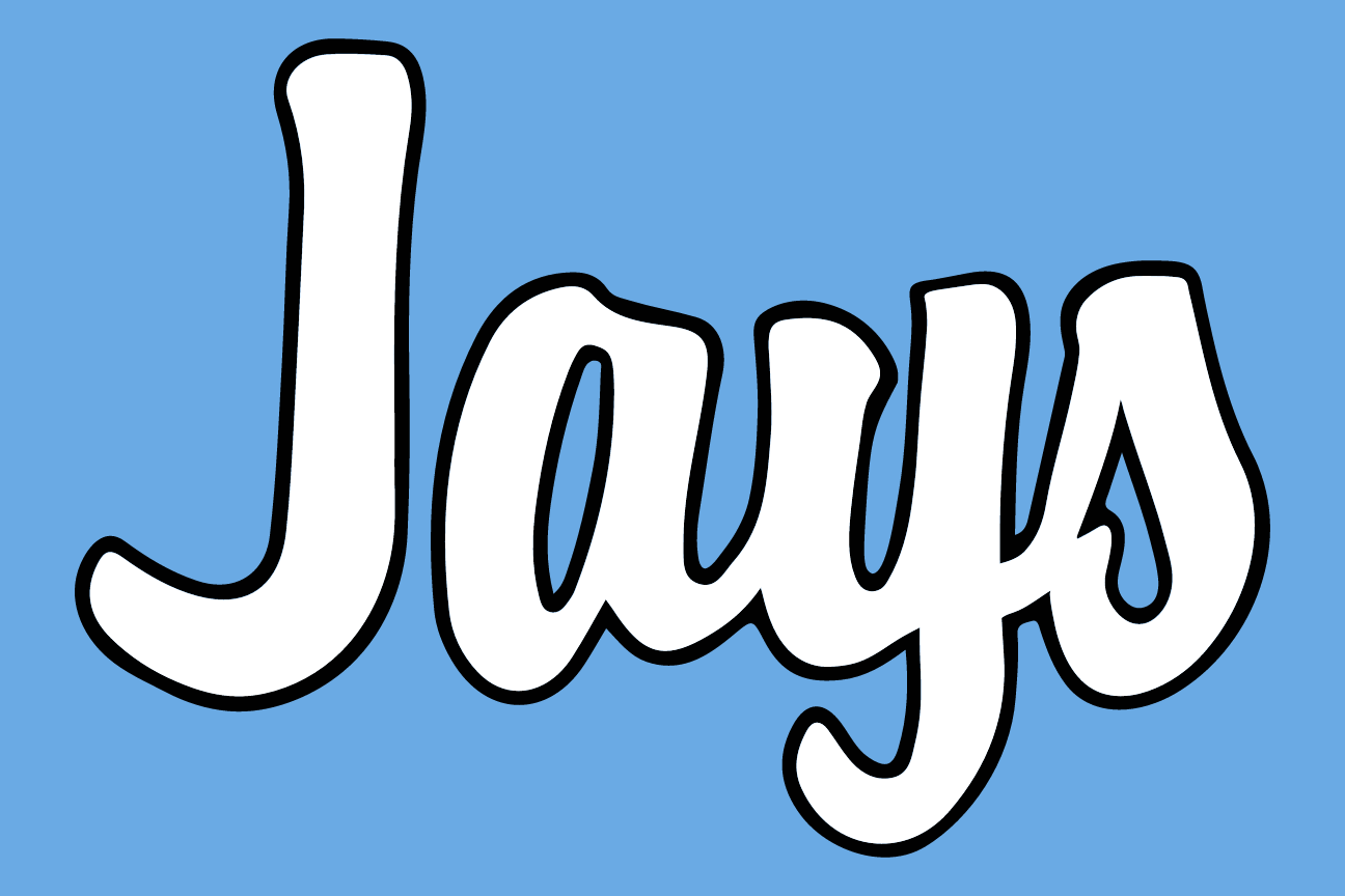 Jays script, white on blue variant, cell 50
