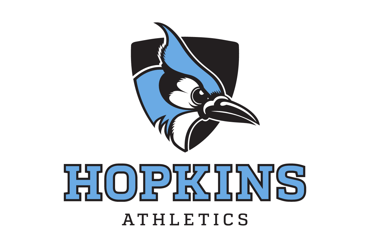 Hopkins Athletics lockup, stacked color on white variant, cell 54