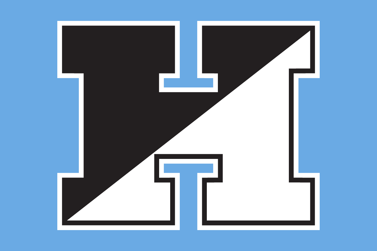 H lettermark, white/black on blue variant, cell 62