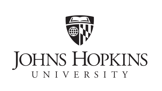 Johns Hopkins University logo, stacked, black variant, cell 3