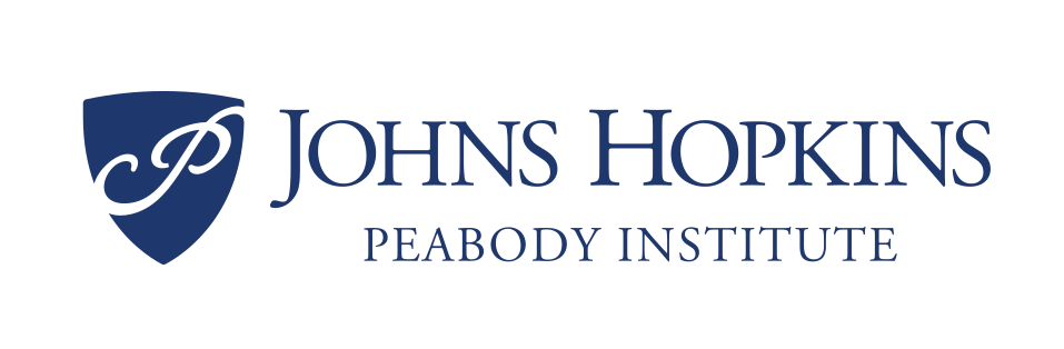 Peabody Institute lockup, horizontal blue variant, cell 30