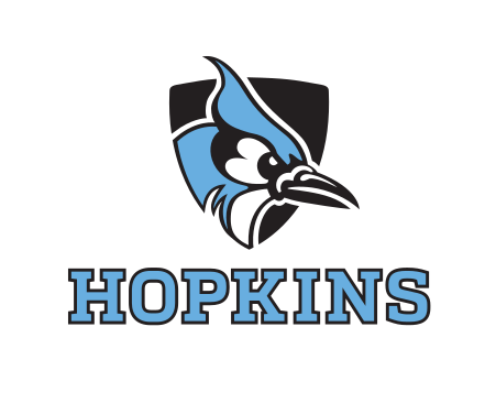 Blue Jay head with HOPKINS wordmark, color variant, cell 39