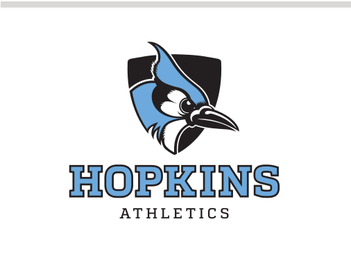 Hopkins Athletics lockup, stacked color on white variant, cell 54