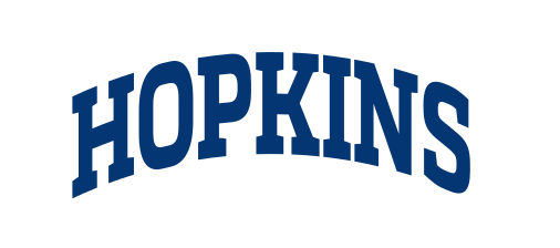 HOPKINS wordmark, blue solid variant, cell 66