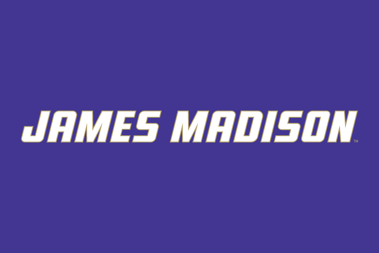 James Madison wordmark, horizontal white on purple variant, cell 22