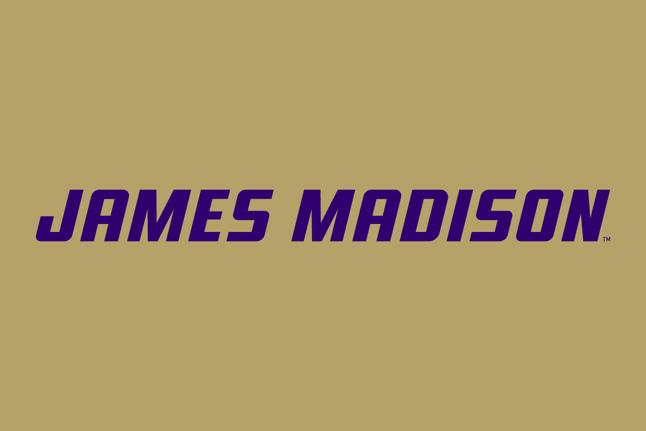 James Madison wordmark, horizontal purple on gold variant, cell 23
