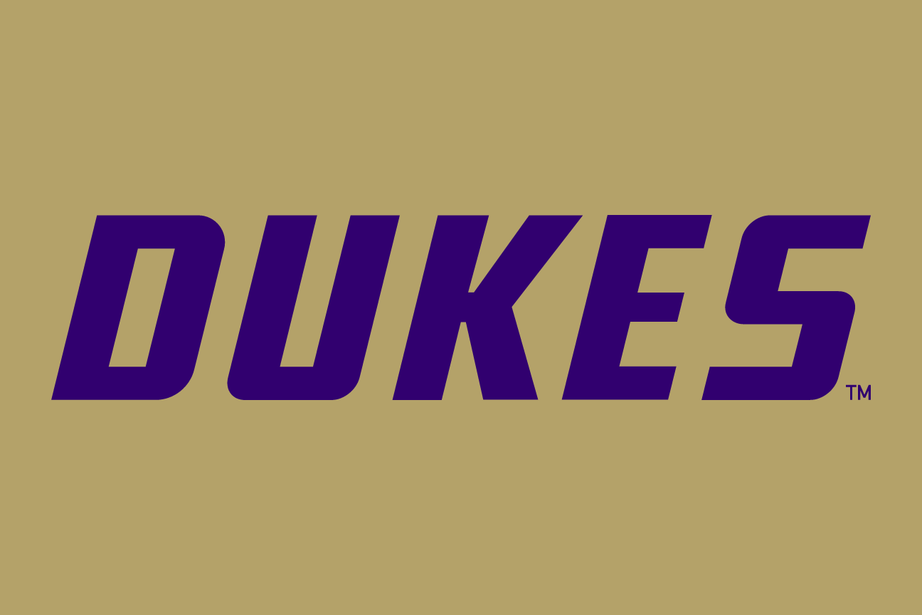 Dukes wordmark, purple on gold variant, cell 20