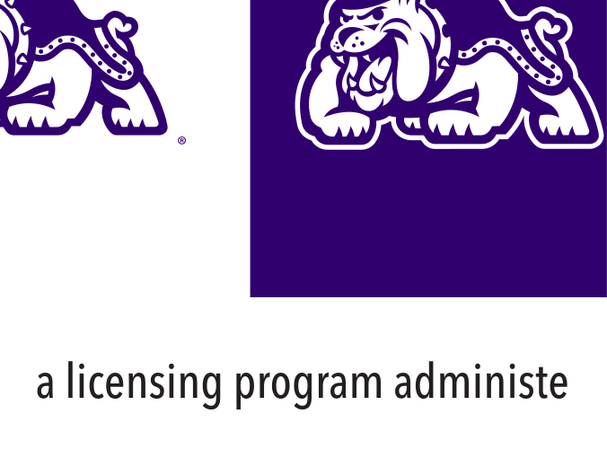 James Madison wordmark, stacked purple on gold variant, cell 17