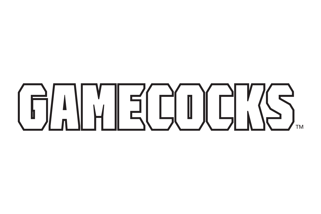 GAMECOCKS wordmark, black outline variant, cell 43