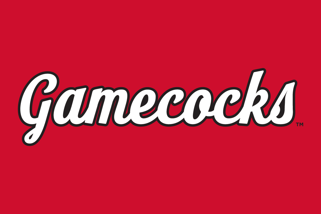 Gamecocks Script Wordmark, white/red outline on red variant, cell 72