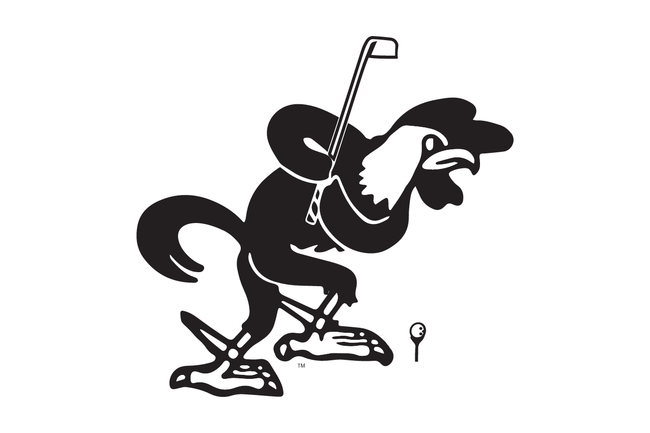 mascot caricature, Golf, black variant, cell 90