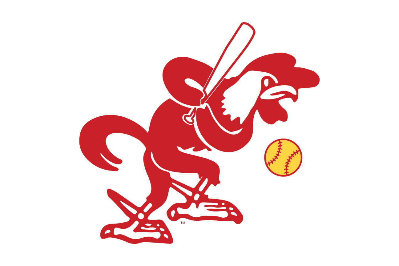 mascot caricature, Softball - Variant, red/yellow variant, cell 101
