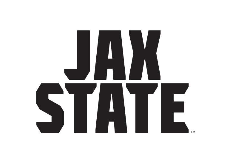 JAX STATE stacked wordmark, black variant, cell 52