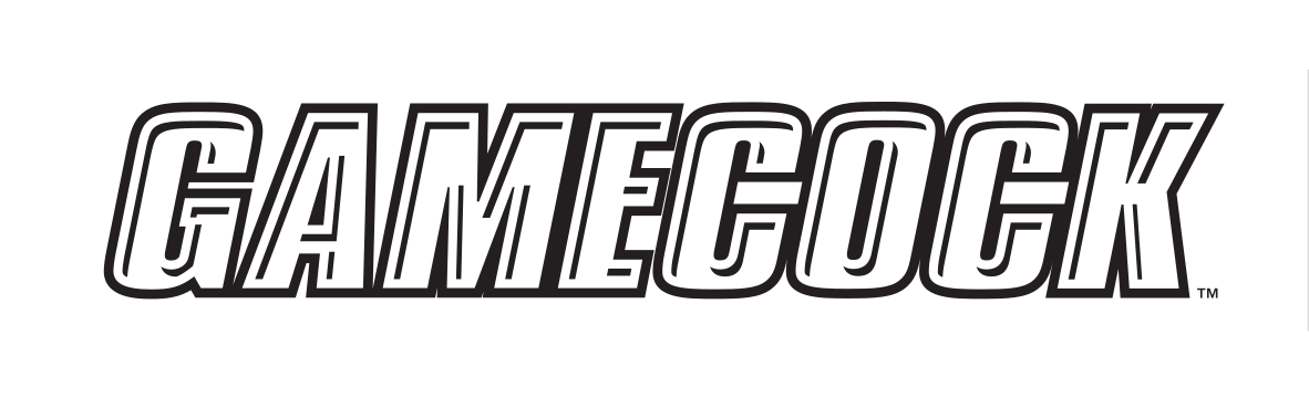Gamecock Athletic Wordmark, white/black outline variant, cell 67