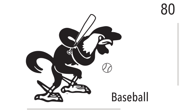 mascot caricature, Baseball, black variant, cell 80