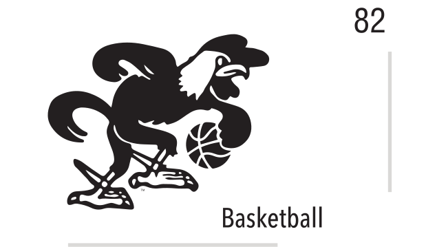 mascot caricature, Basketball, black variant, cell 82