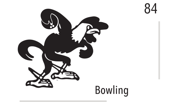 mascot caricature, Bowling, black variant, cell 84