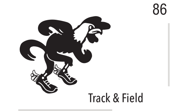 mascot caricature, Track & Field, black variant, cell 86