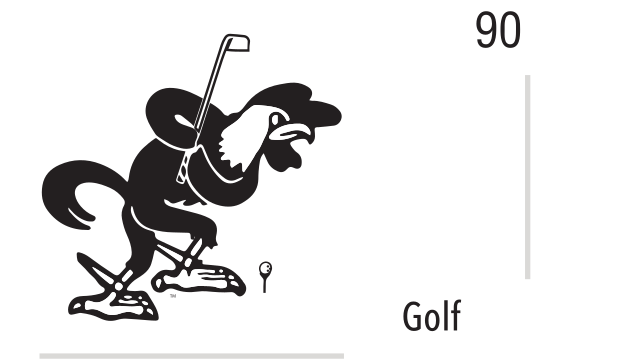 mascot caricature, Golf, black variant, cell 90