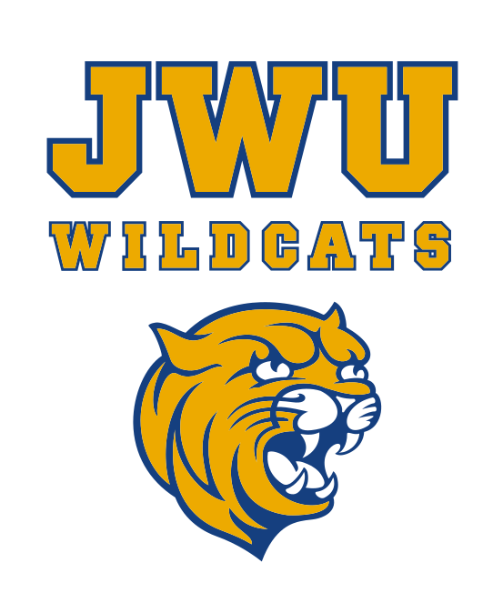 JWU Wildcats wordmark with mascot head, color on white variant, cell 86