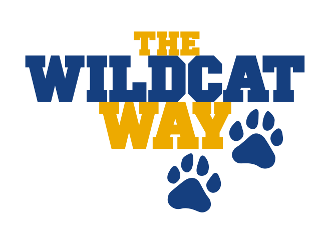 The Wildcat Way wordmark with paws, color on white variant, cell 92