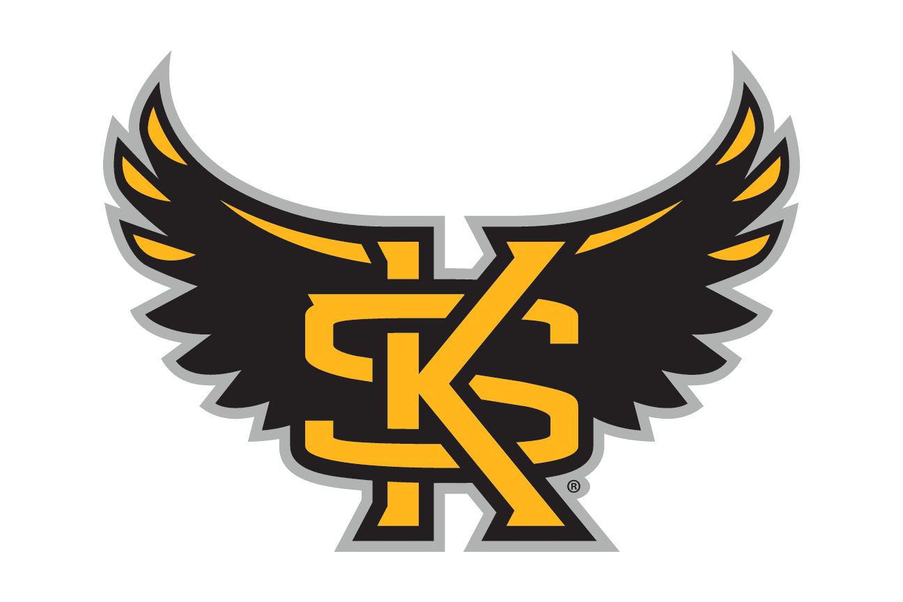 Owl mascot head with wings and KS, color variant, cell 12