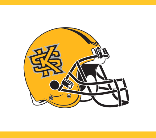 Football helmet, gold with KS, side view variant, cell 24