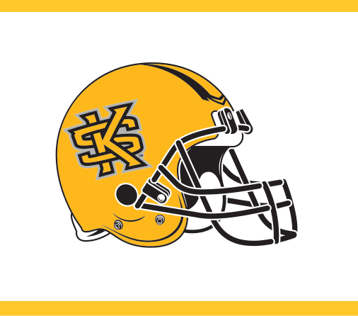 Football helmet, gold with KS, front-side view variant, cell 25