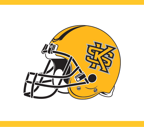 Football helmet, gold with KS, front-side view variant, cell 27