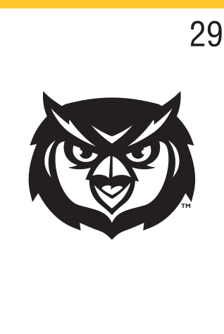 Owl mascot head, black and white variant, cell 29