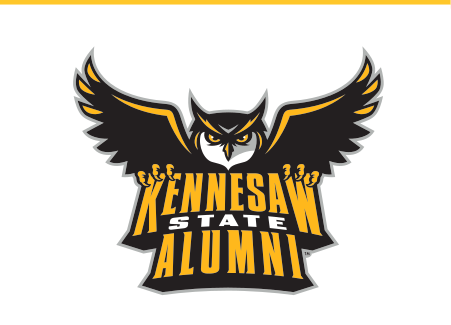 Owl head with Alumni wordmark, color variant, cell 41