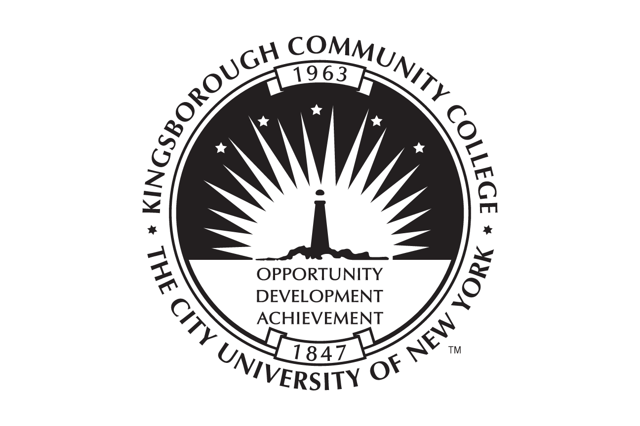 Kingsborough Community College seal, black and white variant, cell 11