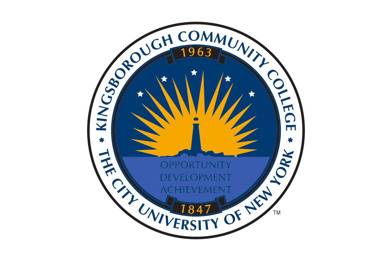Kingsborough Community College seal, blue and gold variant, cell 12