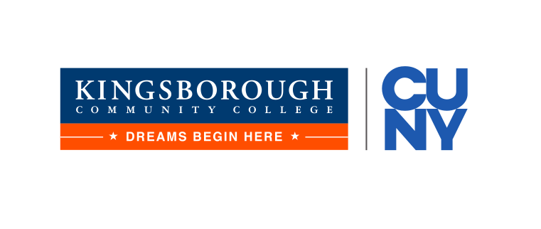 Kingsborough Community College wordmark with CUNY logo, color variant, cell 4