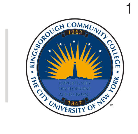 Kingsborough Community College seal, blue and gold variant, cell 12