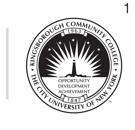 Kingsborough Community College seal, black and white outline variant, cell 13