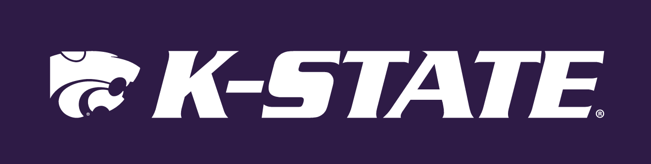 K-STATE wordmark with Powercat, white variant, cell 19