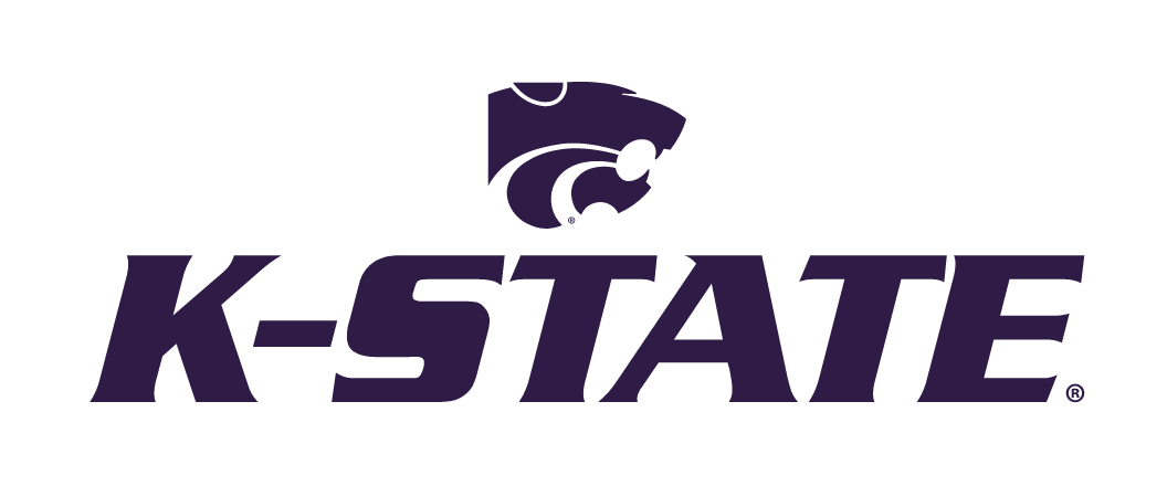 K-STATE wordmark with Powercat stacked, purple variant, cell 20