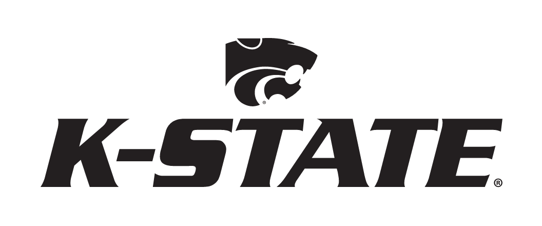 K-STATE wordmark with Powercat stacked, black variant, cell 21