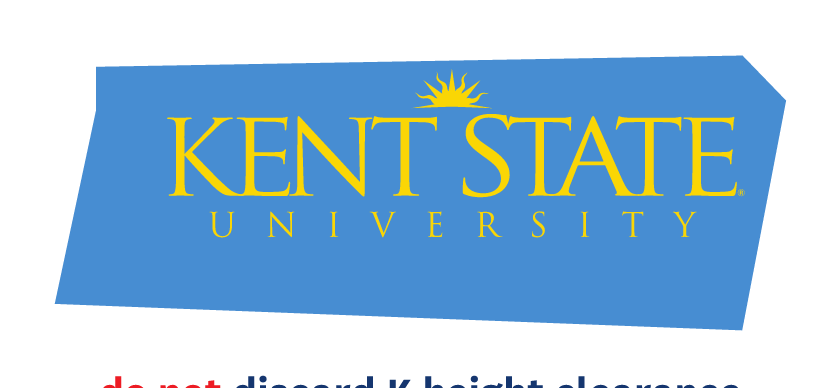 Kent State University logo, yellow on blue background variant